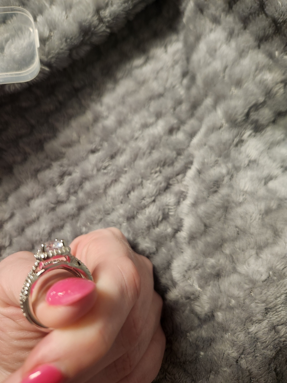 Silver Halo Engagement Ring Set in White- Travel Set (Size 7) - Picture 3 of 3